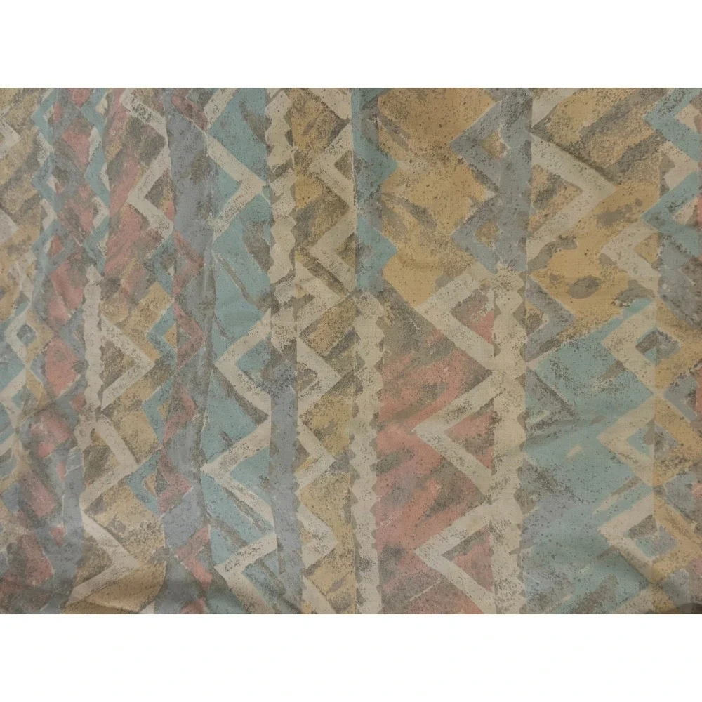 Vtg Cannon Sheet Pillowcase Set Queen Multicolor 80s Geometric Pastel Percale